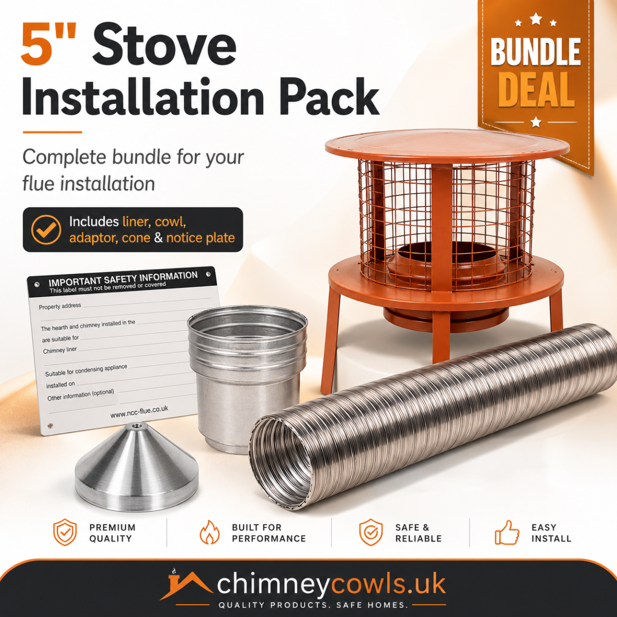 The 5" 125mm Screw Fit Stove Installation Bundle